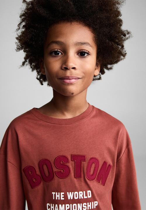 MANGO - T-shirt boston - dark red