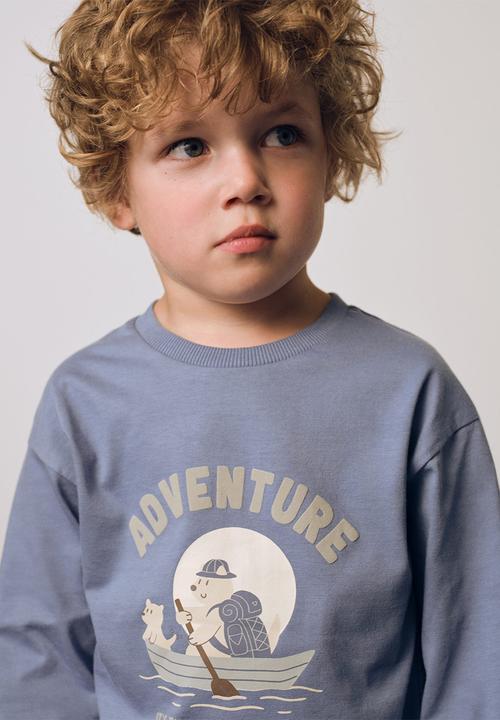 MANGO - T-shirt fishing - medium blue