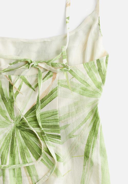H&M - Strappy dress - white/palm leaves