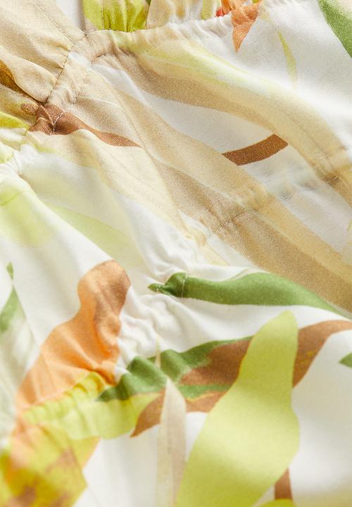 H&M - Drawstring-detail maxi dress - white/yellow floral