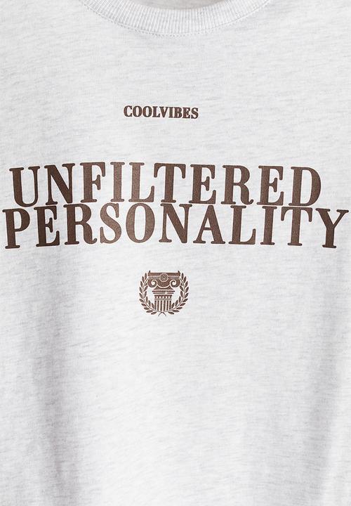 H&M - Printed T-shirt - light grey marl/unfiltered