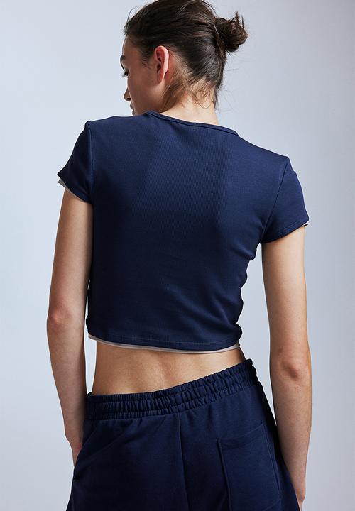 H&M - 2-Pack T-shirts - light greige & navy blue