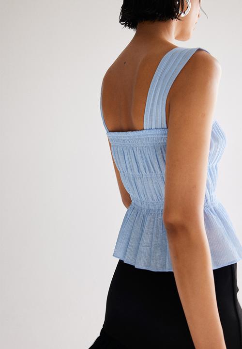 H&M - Crêpe peplum top - light blue