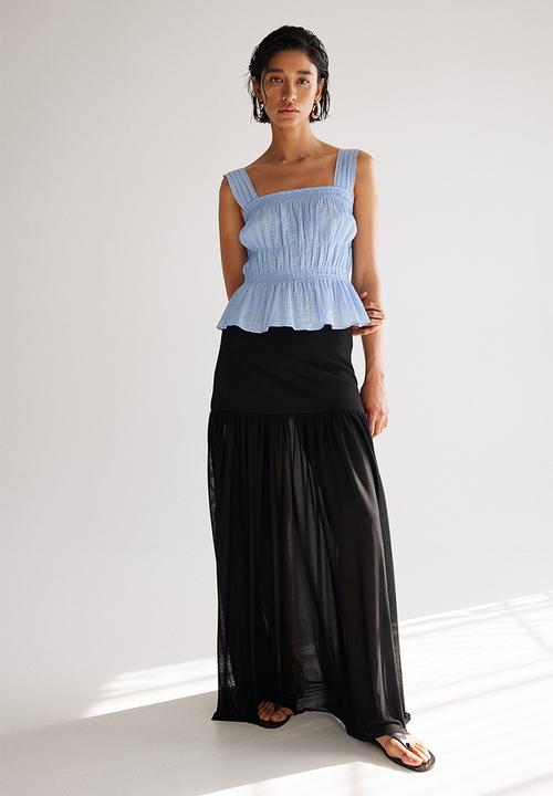 H&M - Crêpe peplum top - light blue