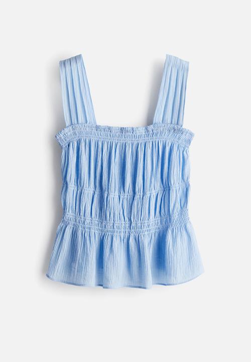 H&M - Crêpe peplum top - light blue