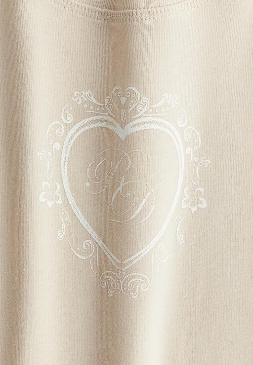 H&M - Ribbed T-shirt - light beige/heart
