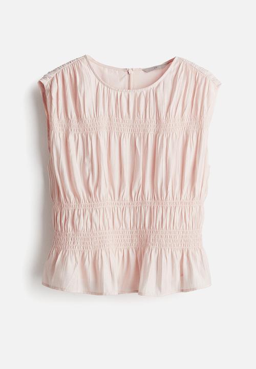 H&M - Smocked top - powder pink