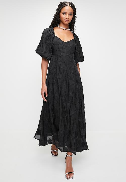 MILLA - Volume sleeve statement maxi dress - black