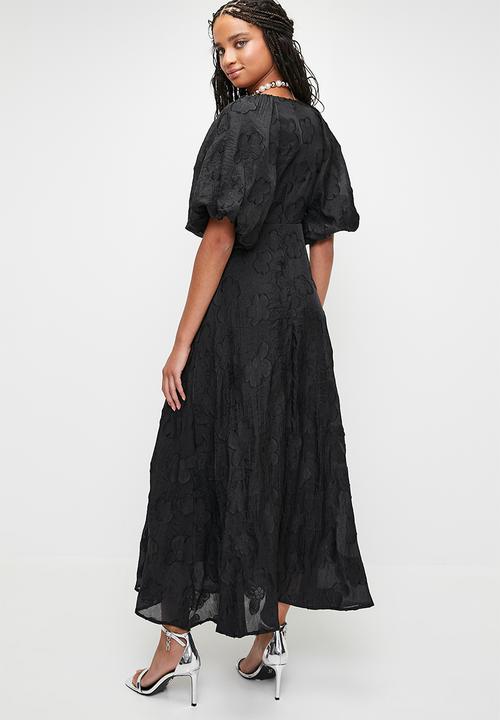 MILLA - Volume sleeve statement maxi dress - black