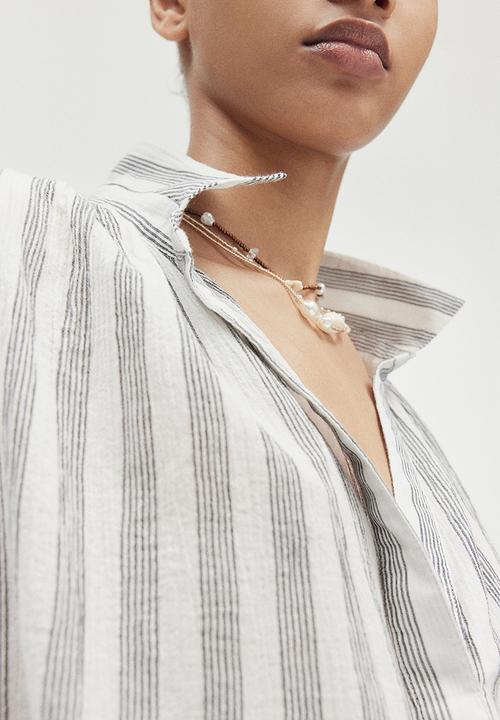 H&M - Cotton blouse - white/striped