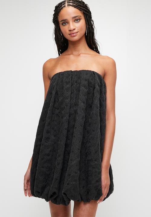 MILLA - Texture organza bubble mini trapeze - black
