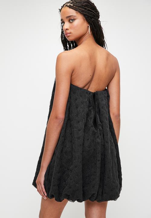 MILLA - Texture organza bubble mini trapeze - black