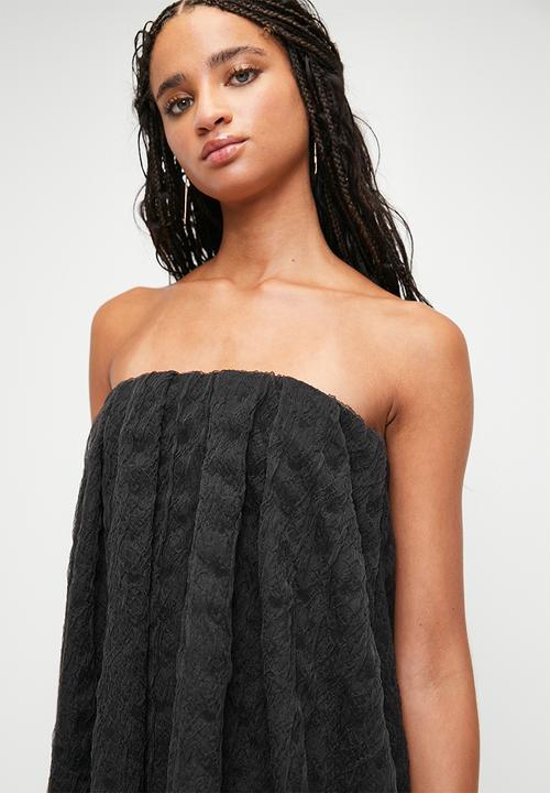 MILLA - Texture organza bubble mini trapeze - black