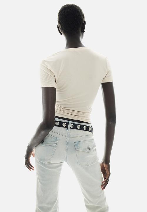 H&M - Fitted T-shirt - light beige