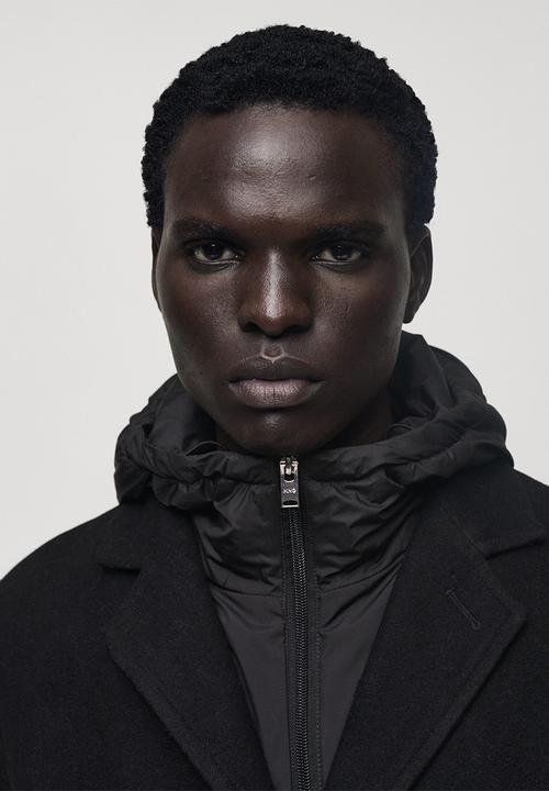 MANGO - Mathis Wool Coat With Quilted Interior Hood - black
