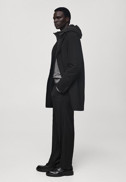 MANGO - Mathis Wool Coat With Quilted Interior Hood - black