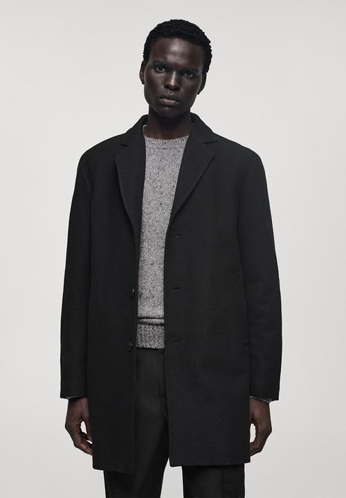 MANGO - Mathis Wool Coat With Quilted Interior Hood - black
