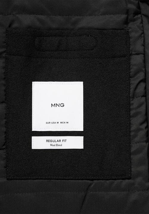 MANGO - Mathis Wool Coat With Quilted Interior Hood - black