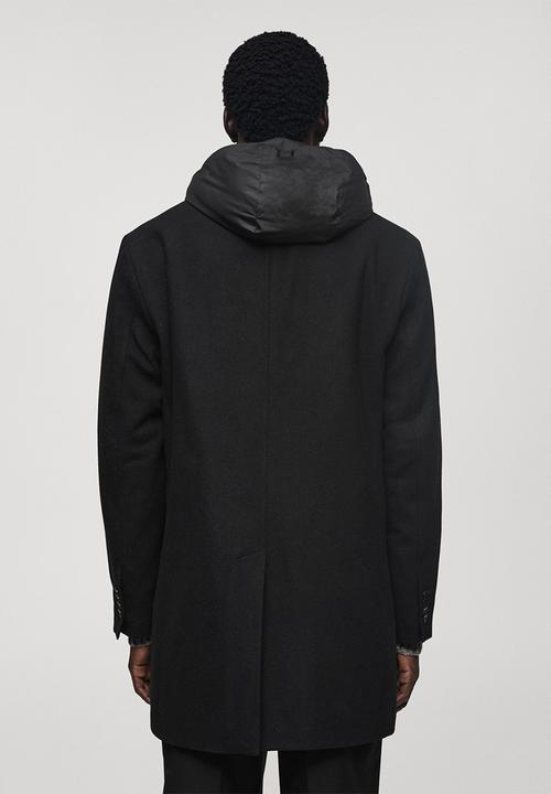 MANGO - Mathis Wool Coat With Quilted Interior Hood - black