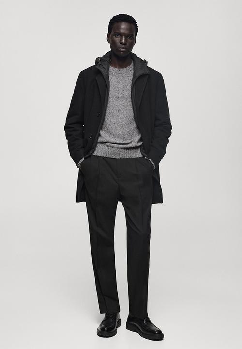 MANGO - Mathis Wool Coat With Quilted Interior Hood - black