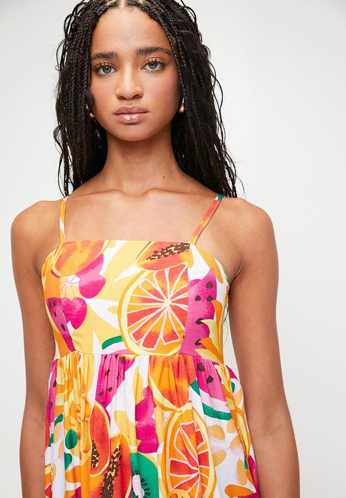 Me&B - Babydoll Sundress With Pockets - Fruitsalad