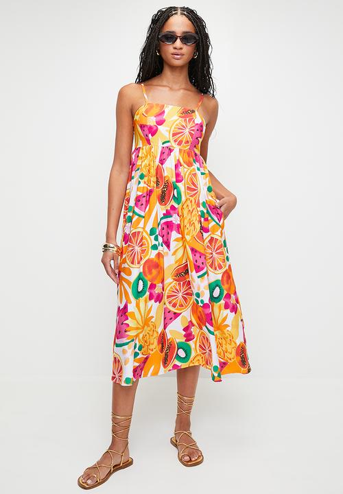 Me&B - Babydoll Sundress With Pockets - Fruitsalad