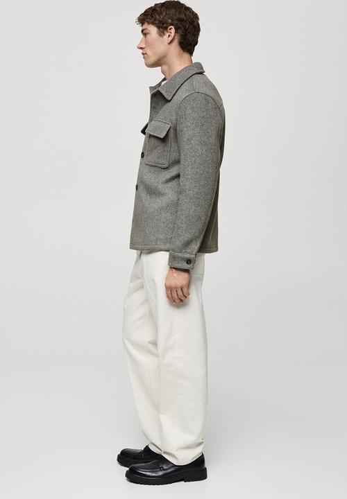 MANGO - Orien2 Recycled Wool-blend overshirt shaket - gray
