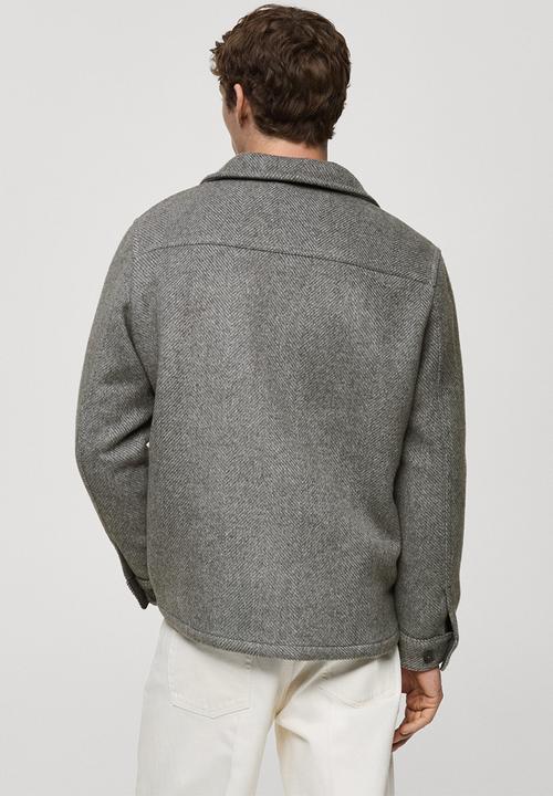 MANGO - Orien2 Recycled Wool-blend overshirt shaket - gray