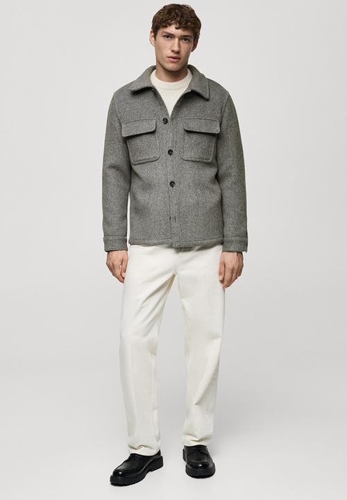 MANGO - Orien2 Recycled Wool-blend overshirt shaket - gray