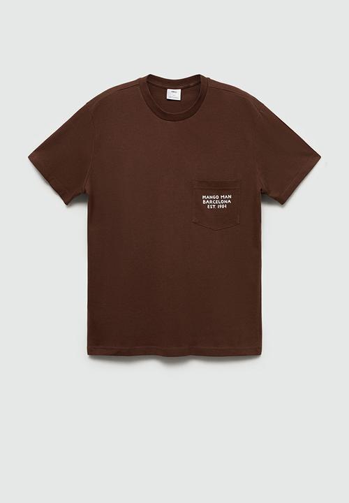 MANGO - T-shirt logopok - brown