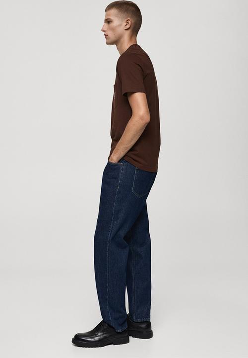 MANGO - T-shirt logopok - brown