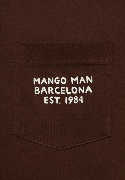 MANGO - T-shirt logopok - brown