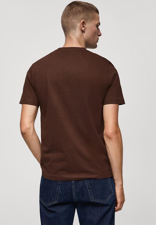 MANGO - T-shirt logopok - brown