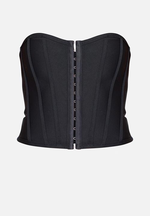 PrettyLittleThing - Bandage Hook And Eye Structured Corset - Black