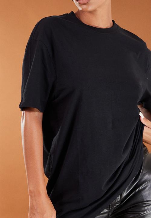 PrettyLittleThing - Cotton Black Oversized T-Shirt - Black