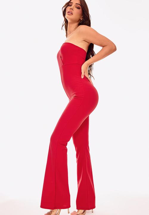 PrettyLittleThing - One Shoulder Drape Detailed Jumpsuit - Red