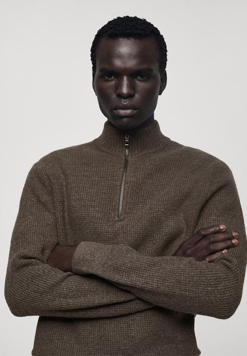 MANGO - Sweater parkd - brown
