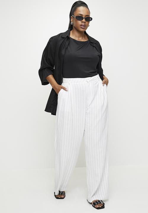 Superbalist - Easy pinstripe wide leg (co-ord) - milk pinstripe