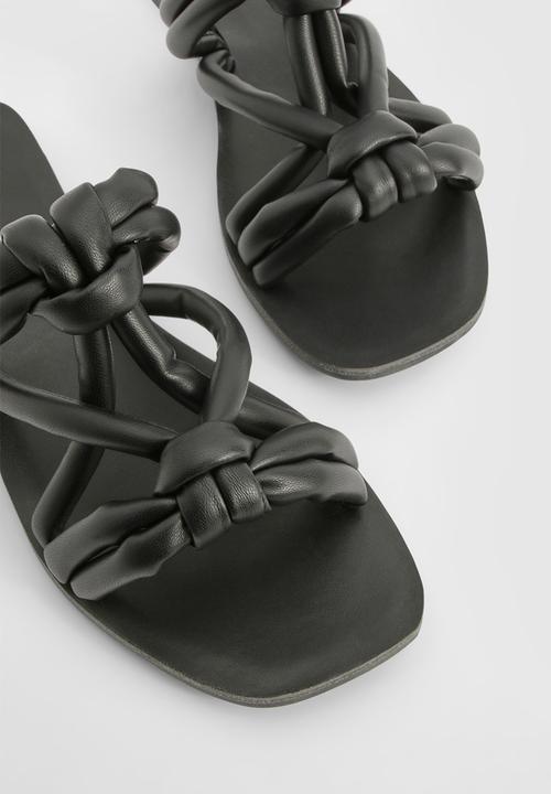 boohoo - Knotted Detail Slip On Flat Sandals - black