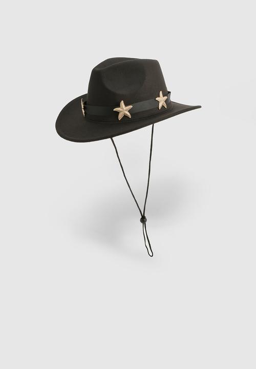 boohoo - Starfish Trim Western Hat - black