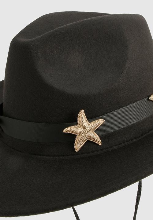 boohoo - Starfish Trim Western Hat - black