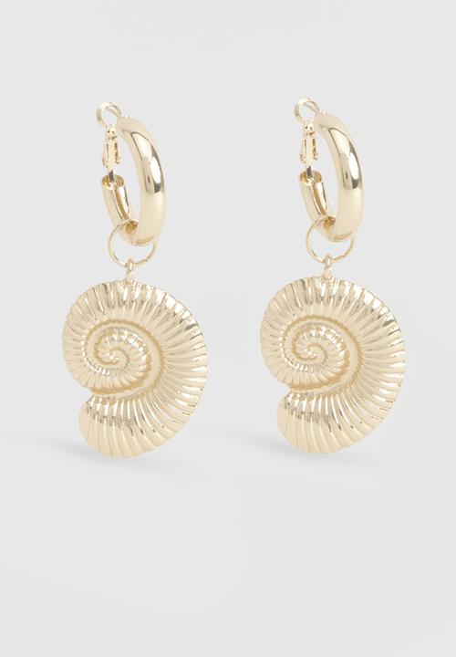 boohoo - Gold Hoop Drop Shell Earrings - gold