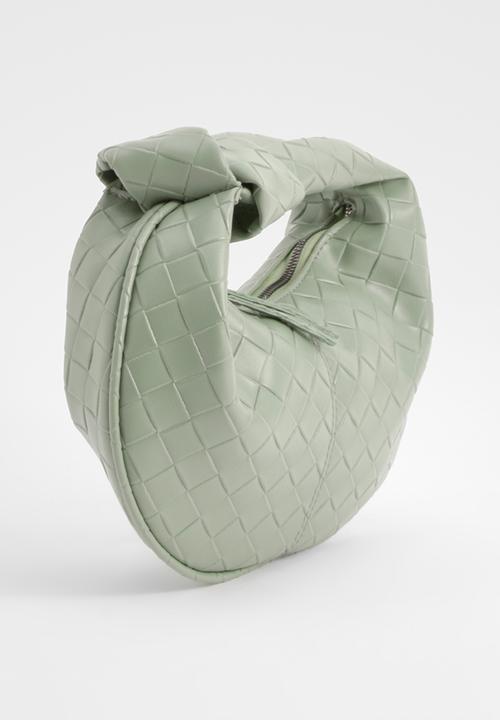boohoo - Mini Woven Knot Handle Grab Bag - green