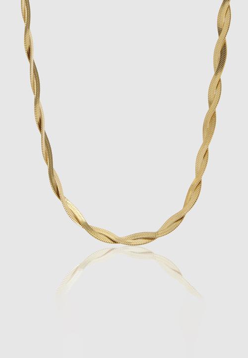 boohoo - Stainless Steel Twisted Snake Chain Necklace - gold
