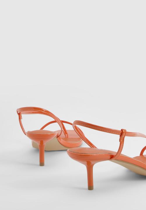 boohoo - Skinny Strap Square Toe Low Heels - Orange