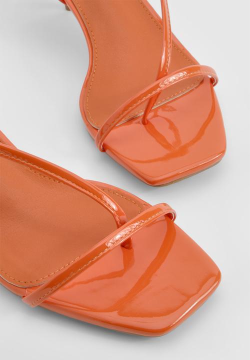 boohoo - Skinny Strap Square Toe Low Heels - Orange