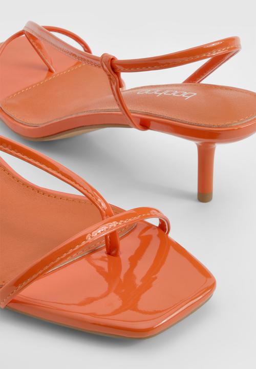 boohoo - Skinny Strap Square Toe Low Heels - Orange