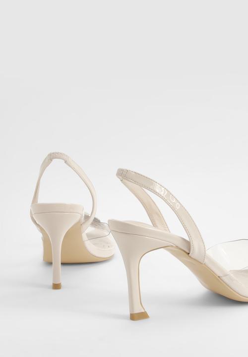 boohoo - Embellished Clear Slingback Court Heels - natural