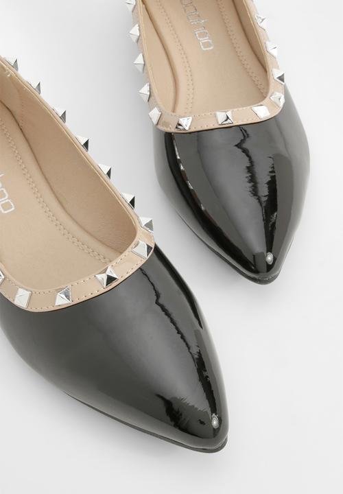 boohoo - Stud Detail Pointed Ballerina - black