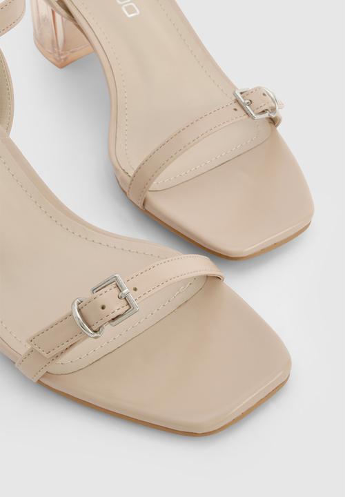 boohoo - Clear Heel Buckle Strap Sandals - natural